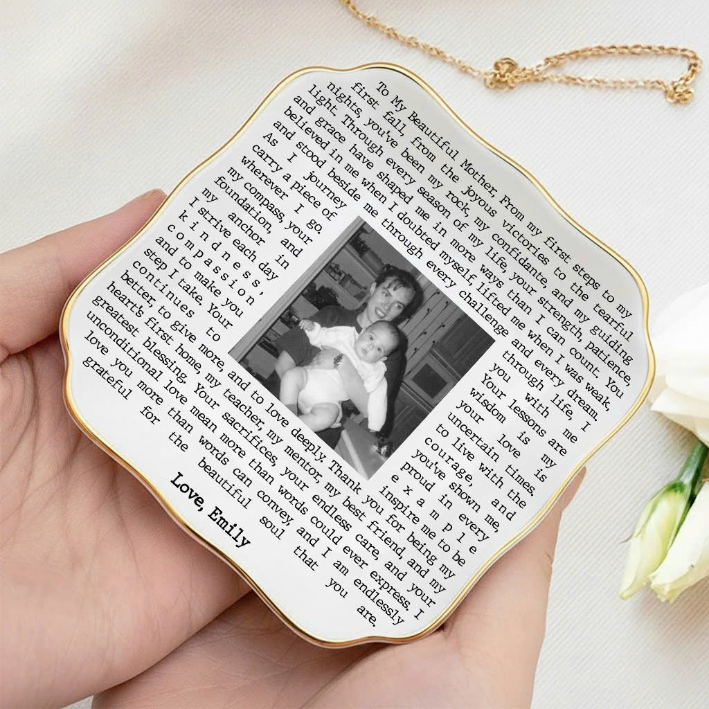 Custom Vintage Photo Jewelry Dish Mother Day Gift - Personalised Trinket Tray Gift for Mom