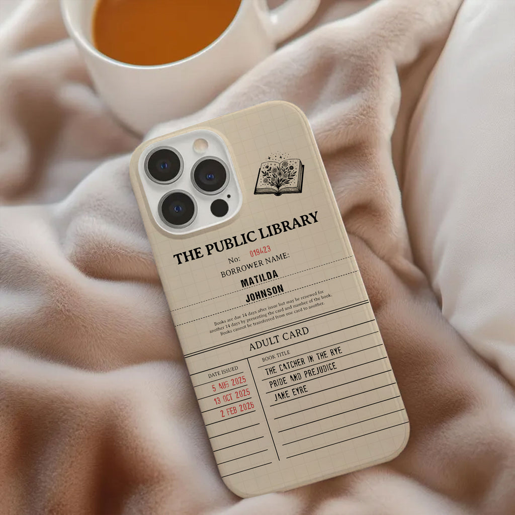 Custom Library Card Phone Case - Personalized Hard Phone Case, Dual Layer Shockproof Drop Protection
