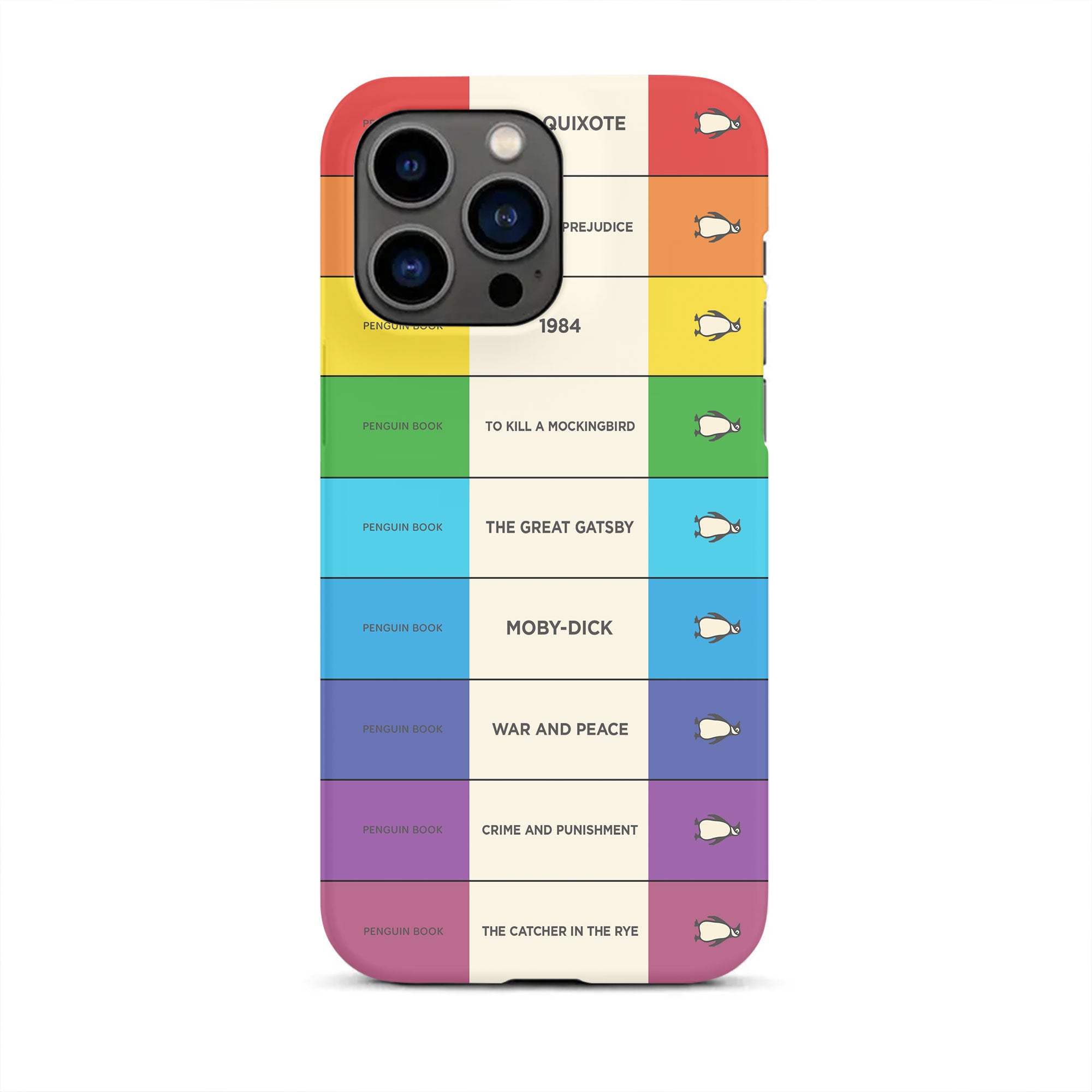 Custom Penguin Book Spines Phone Case - Personalized Hard Phone Case, Dual Layer Shockproof Drop Protection