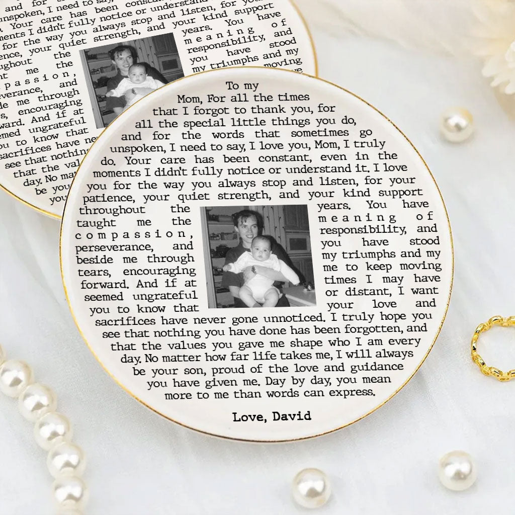 Custom Vintage Photo Jewelry Dish Mother Day Gift - Personalised Trinket Tray Gift for Mom