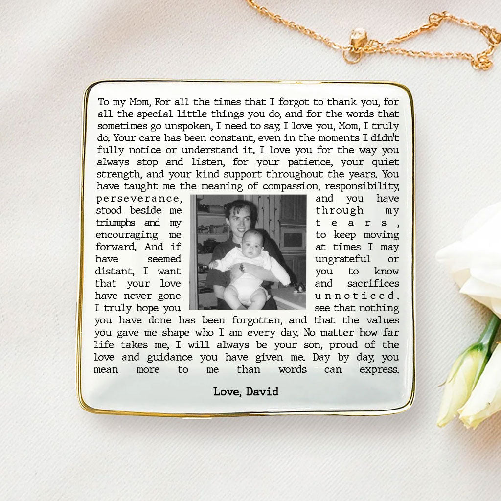 Custom Vintage Photo Jewelry Dish Mother Day Gift - Personalised Trinket Tray Gift for Mom