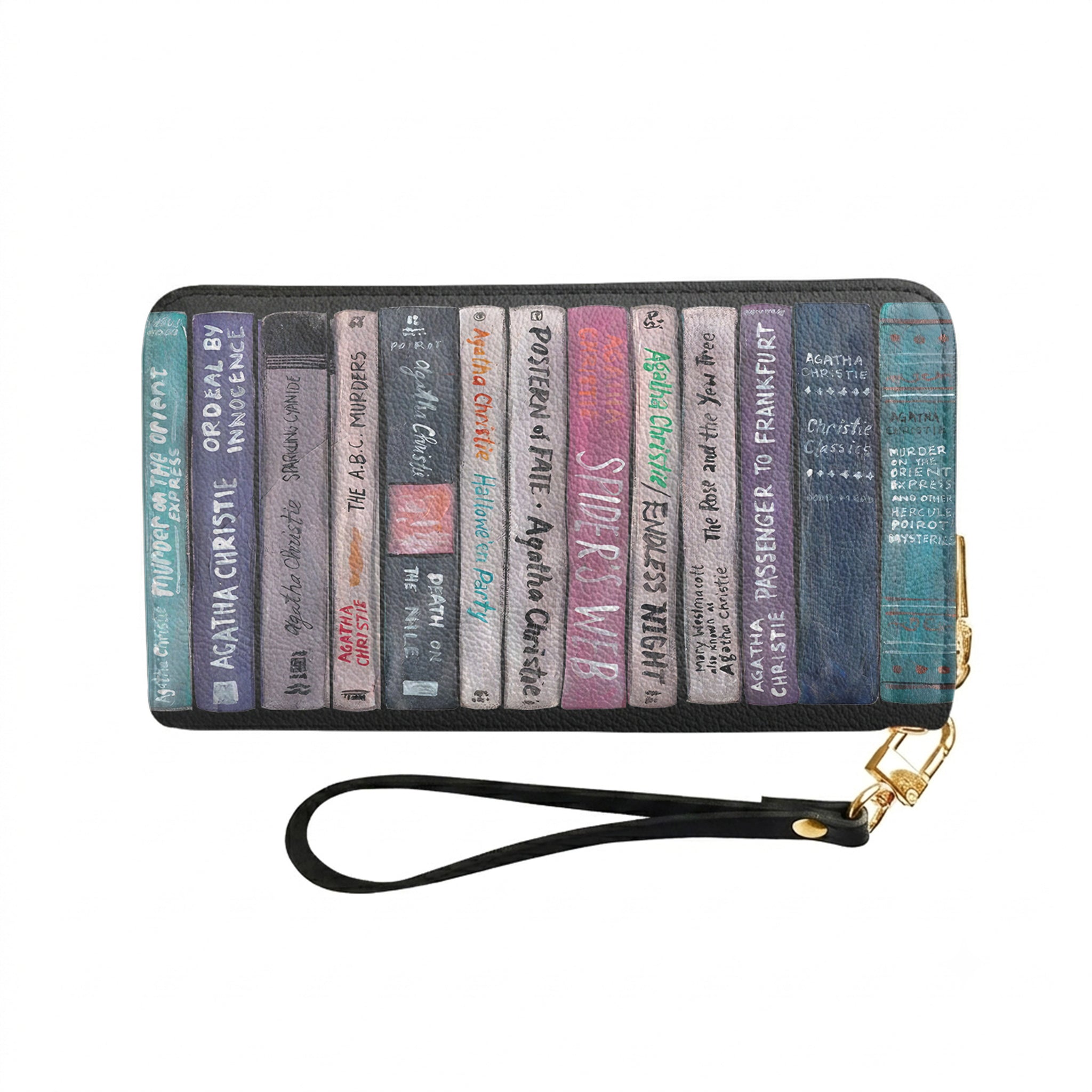 Custom Agatha Christie Classic Book Spines Leather Handbag & Leather Wallet Collection - Personalized Bookish Handbag for Book Lovers