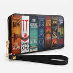 Custom Stephen King Classic Book Spines Leather Handbag & Leather Wallet Collection - Personalized Bookish Handbag for Book Lovers