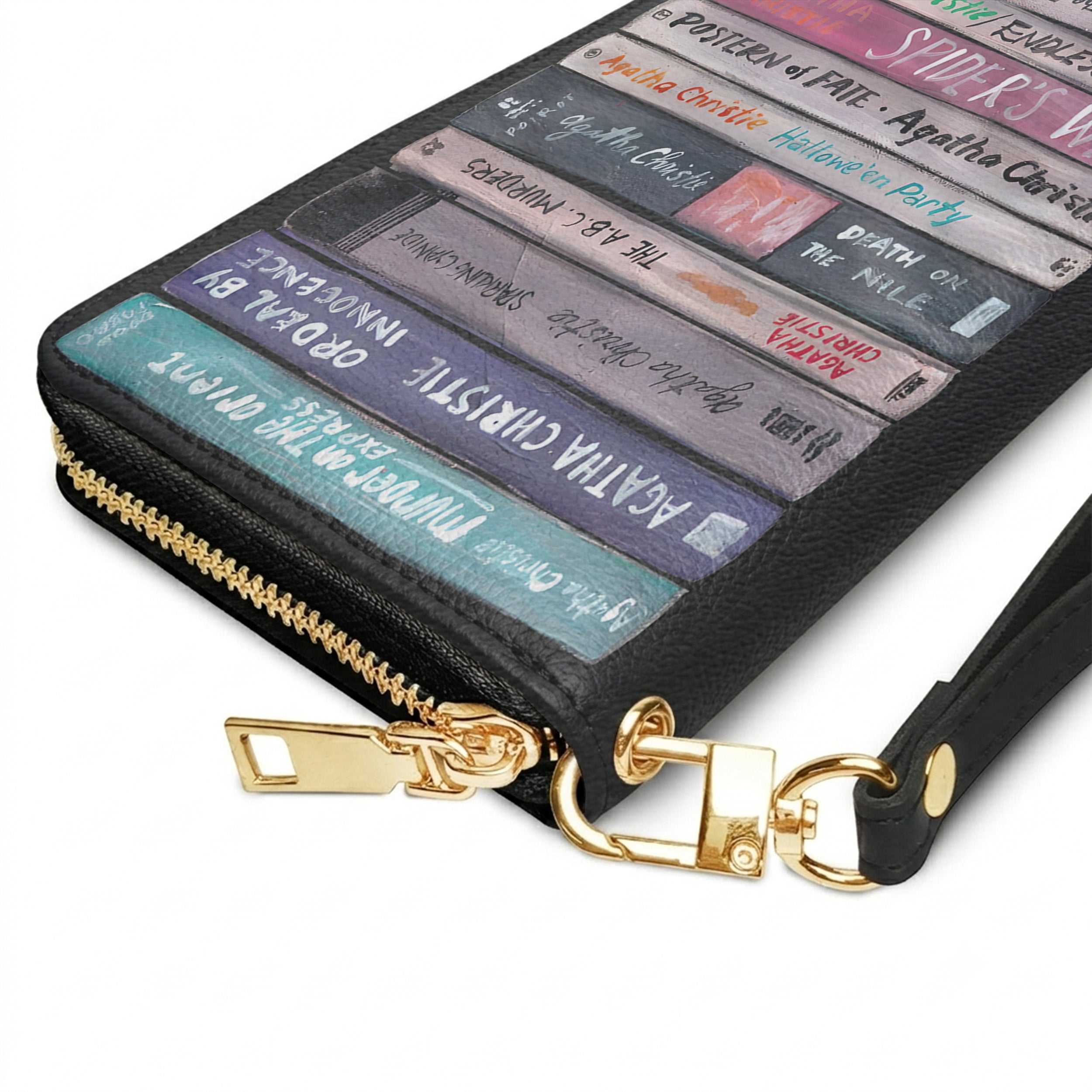 Custom Agatha Christie Classic Book Spines Leather Handbag & Leather Wallet Collection - Personalized Bookish Handbag for Book Lovers