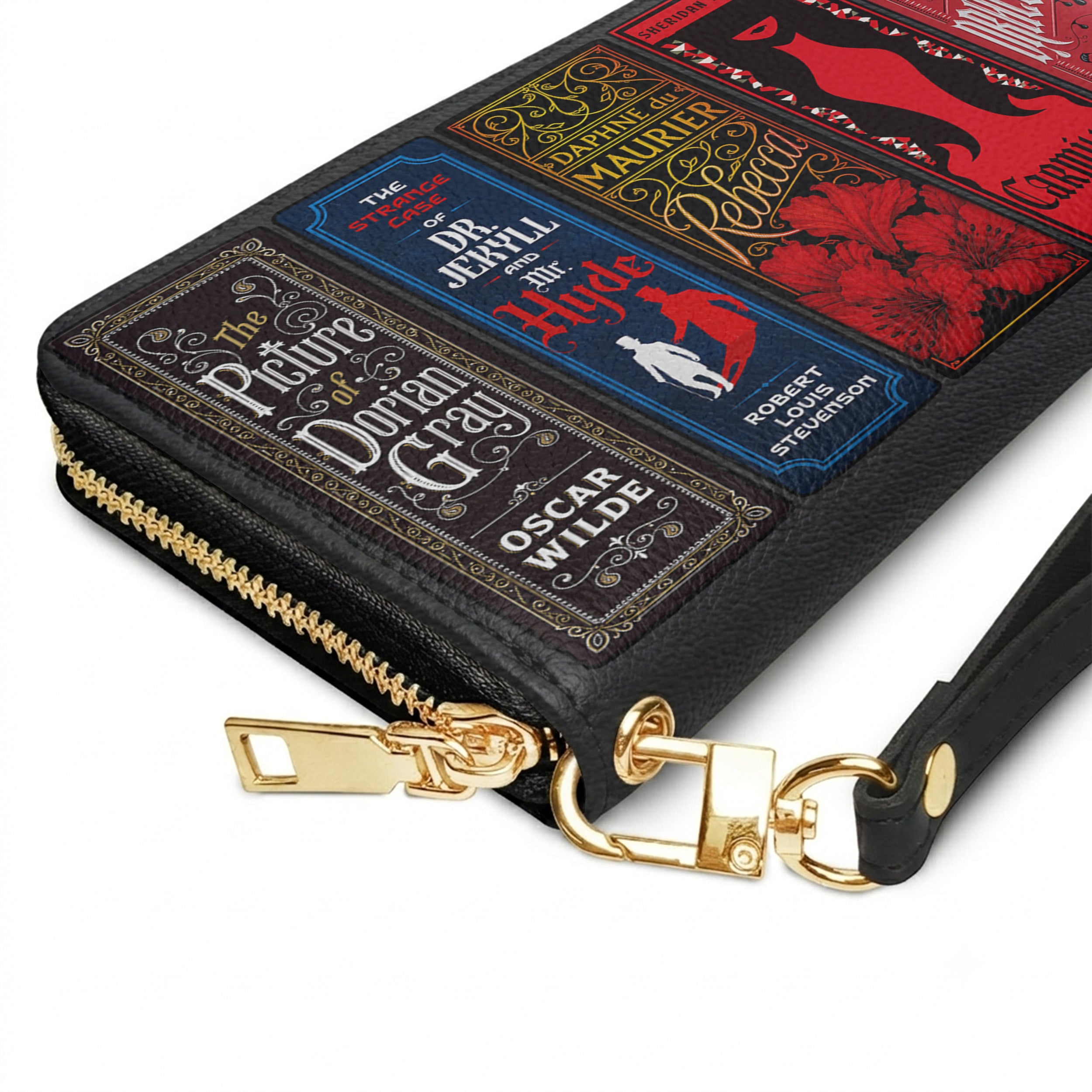 Custom Gothic Classic Book Spines Leather Handbag & Leather Wallet Collection - Personalized Bookish Handbag for Book Lovers