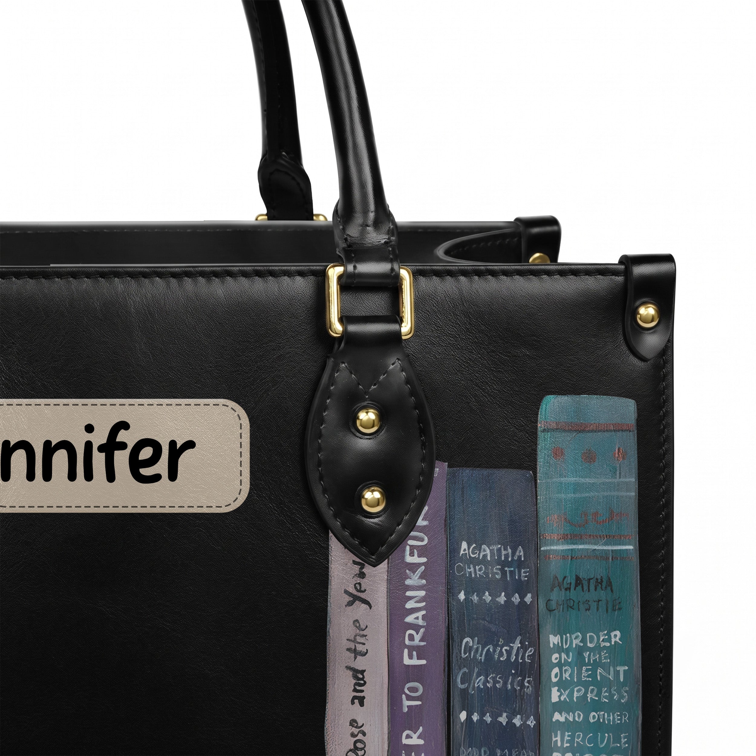 Custom Agatha Christie Classic Book Spines Leather Handbag & Leather Wallet Collection - Personalized Bookish Handbag for Book Lovers