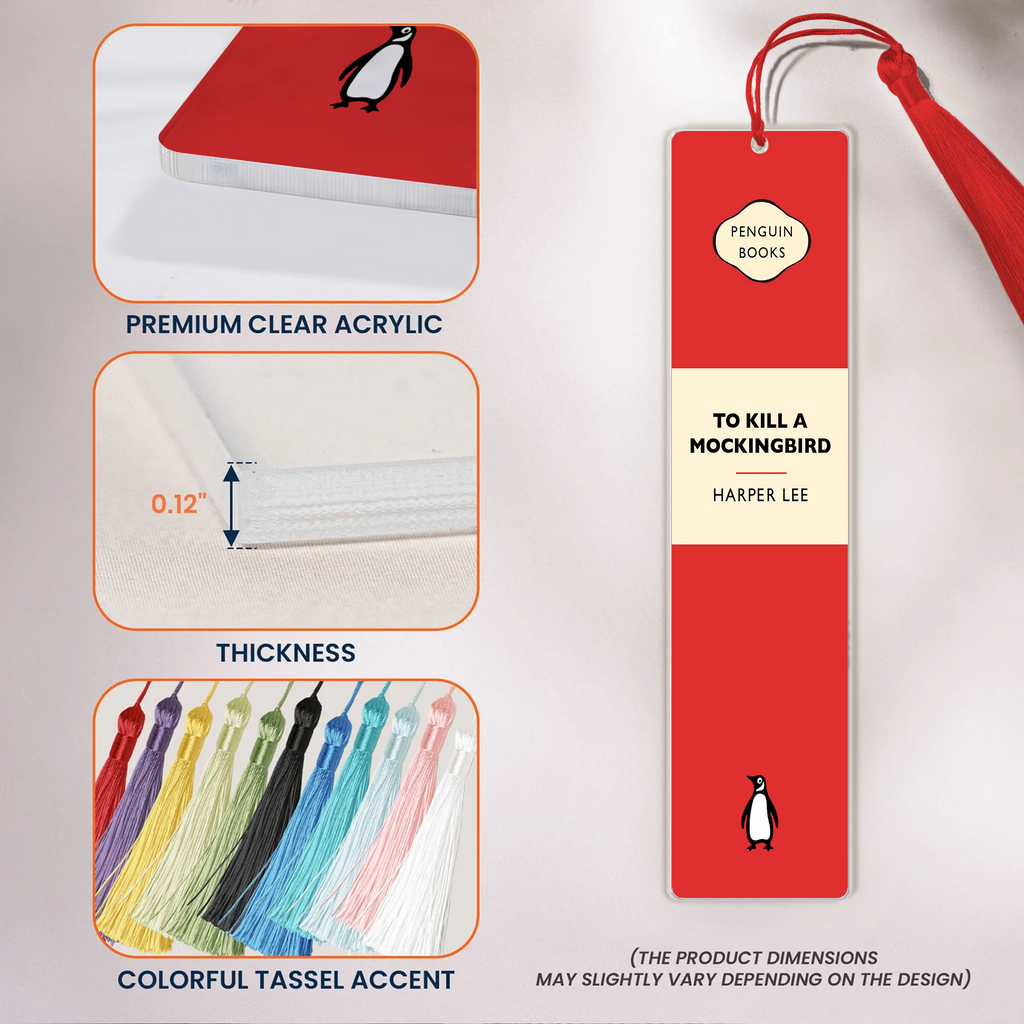 Custom Cover Penguin Book Bookmark For Book Lovers - Custom Acrylic Bookmark With Tassel