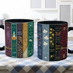 Brontë Sisters Classic Book Spines Accent Two-tone Mug - Bookish Two-tone Mug Gift - Unique Gift for Book Lovers