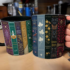 Brontë Sisters Classic Book Spines Accent Two-tone Mug - Bookish Two-tone Mug Gift - Unique Gift for Book Lovers