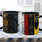 Edgar Allan Poe Classic Book Spines Accent Two-tone Mug - Bookish Two-tone Mug Gift - Unique Gift for Book Lovers