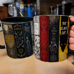 Edgar Allan Poe Classic Book Spines Accent Two-tone Mug - Bookish Two-tone Mug Gift - Unique Gift for Book Lovers