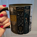 Edgar Allan Poe Classic Book Spines Accent Two-tone Mug - Bookish Two-tone Mug Gift - Unique Gift for Book Lovers