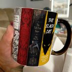Edgar Allan Poe Classic Book Spines Accent Two-tone Mug - Bookish Two-tone Mug Gift - Unique Gift for Book Lovers