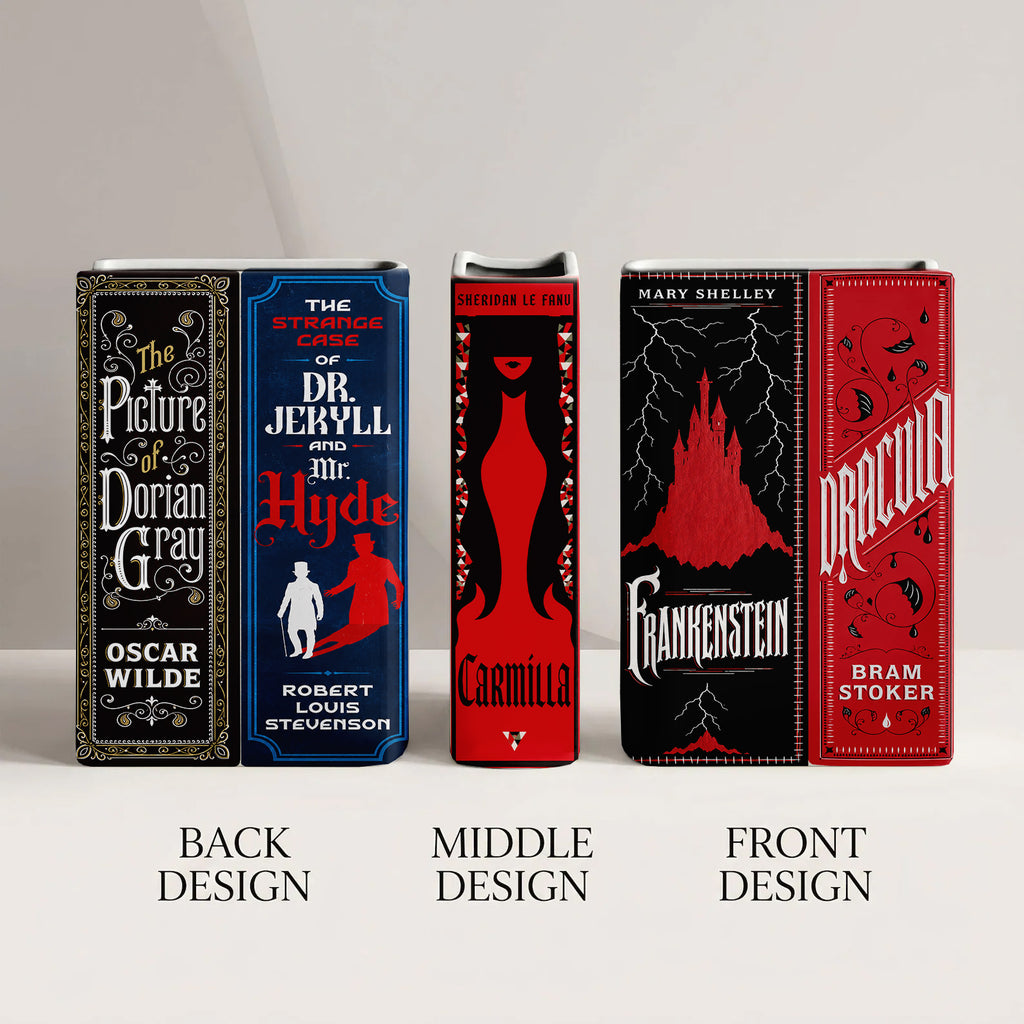Gothic Classic Book Spines Art Ceramic Book Vase - Dark Literature Book Spines Bookish Decor - Unique Gift for Book Lovers