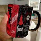 Gothic Classic Book Spines Accent Two-tone Mug - Bookish Two-tone Mug Gift - Unique Gift for Book Lovers