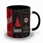 Gothic Classic Book Spines Accent Two-tone Mug - Bookish Two-tone Mug Gift - Unique Gift for Book Lovers