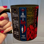 Gothic Classic Book Spines Accent Two-tone Mug - Bookish Two-tone Mug Gift - Unique Gift for Book Lovers