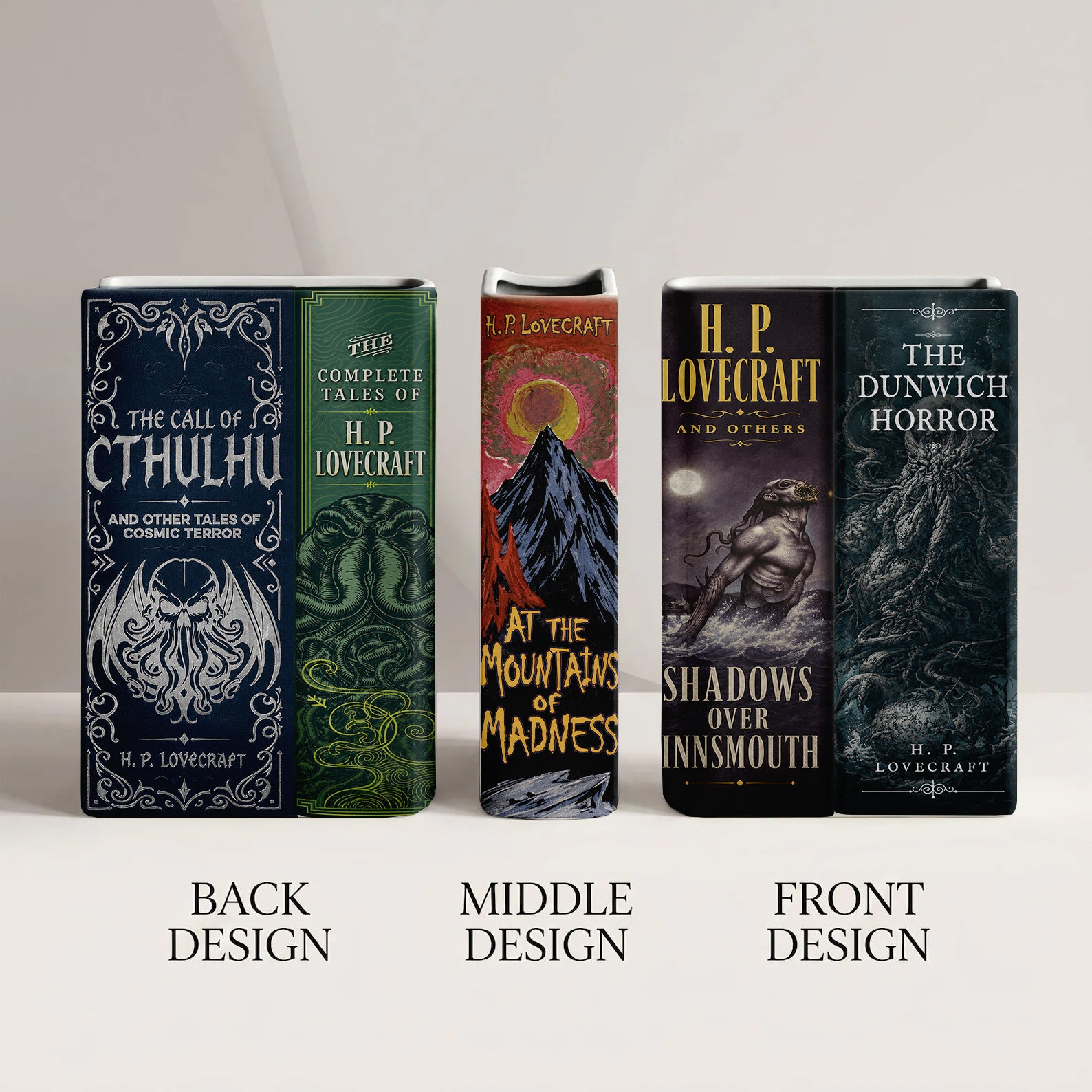 H. P. Lovecraft Classic Book Spines Art Ceramic Book Vase - Horror Book Spines Bookish Decor - Unique Gift for Book Lovers