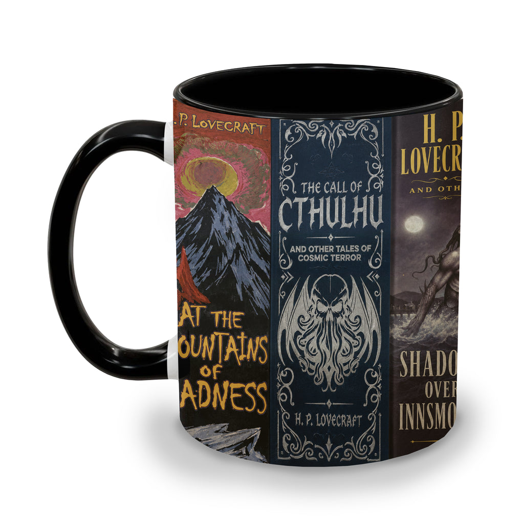 H.P. Lovecraft Classic Book Spines Accent Two-tone Mug - Bookish Two-tone Mug Gift - Unique Gift for Book Lovers