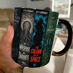 H.P. Lovecraft Classic Book Spines Accent Two-tone Mug - Bookish Two-tone Mug Gift - Unique Gift for Book Lovers