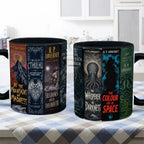 H.P. Lovecraft Classic Book Spines Accent Two-tone Mug - Bookish Two-tone Mug Gift - Unique Gift for Book Lovers