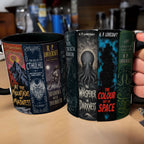 H.P. Lovecraft Classic Book Spines Accent Two-tone Mug - Bookish Two-tone Mug Gift - Unique Gift for Book Lovers