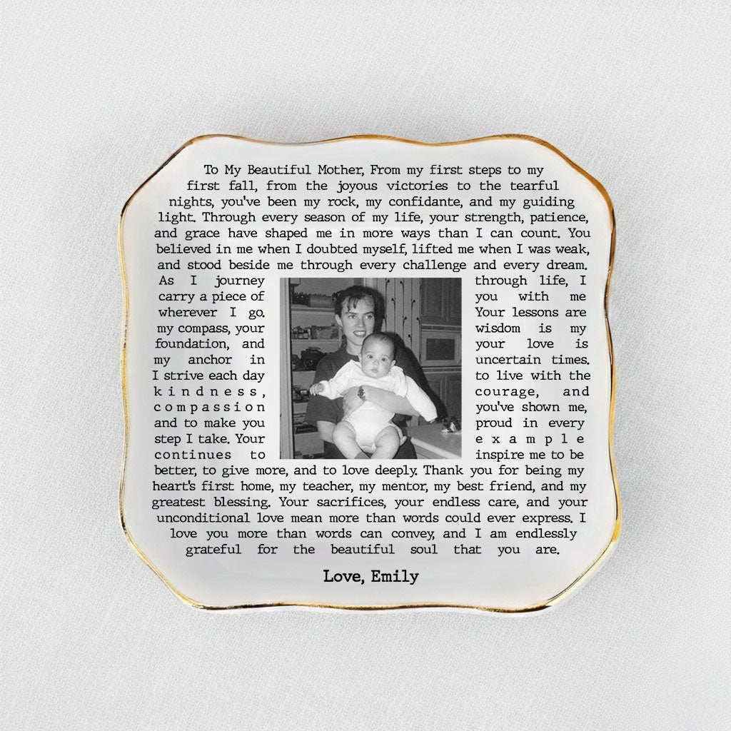 Custom Vintage Photo Jewelry Dish Mother Day Gift - Personalised Trinket Tray Gift for Mom