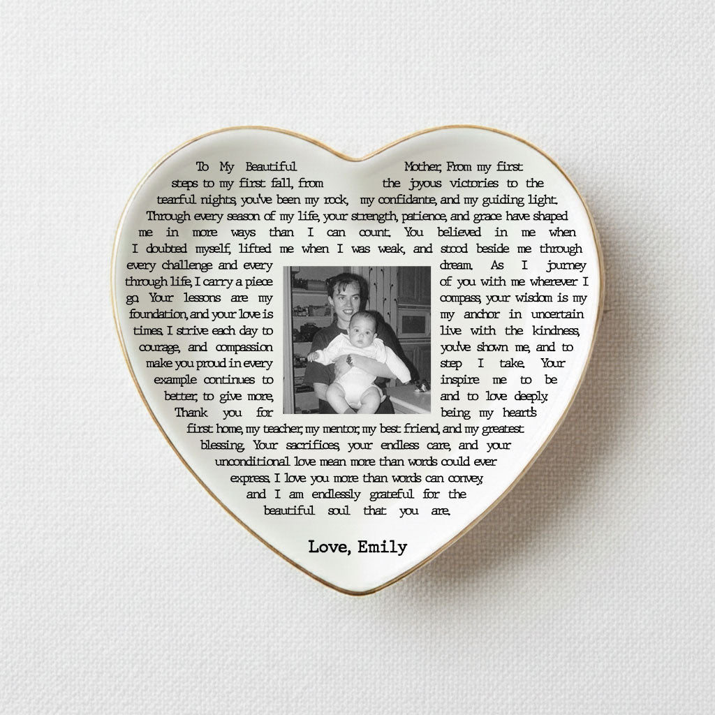 Custom Vintage Photo Jewelry Dish Mother Day Gift - Personalised Trinket Tray Gift for Mom