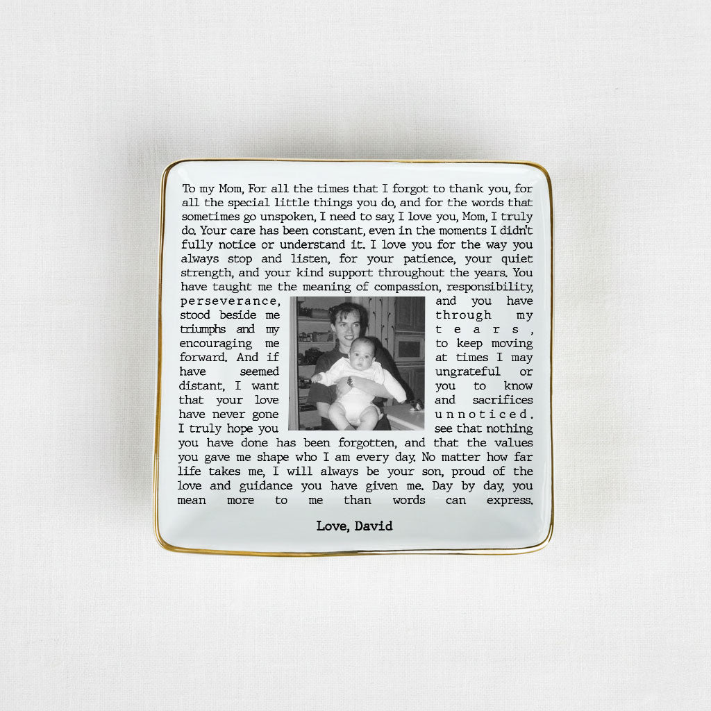 Custom Vintage Photo Jewelry Dish Mother Day Gift - Personalised Trinket Tray Gift for Mom