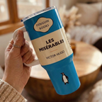 Custom Classic Penguin Book 40oz Tumbler Straw Lid and Handle - Personalized Literary-Themed Tumbler