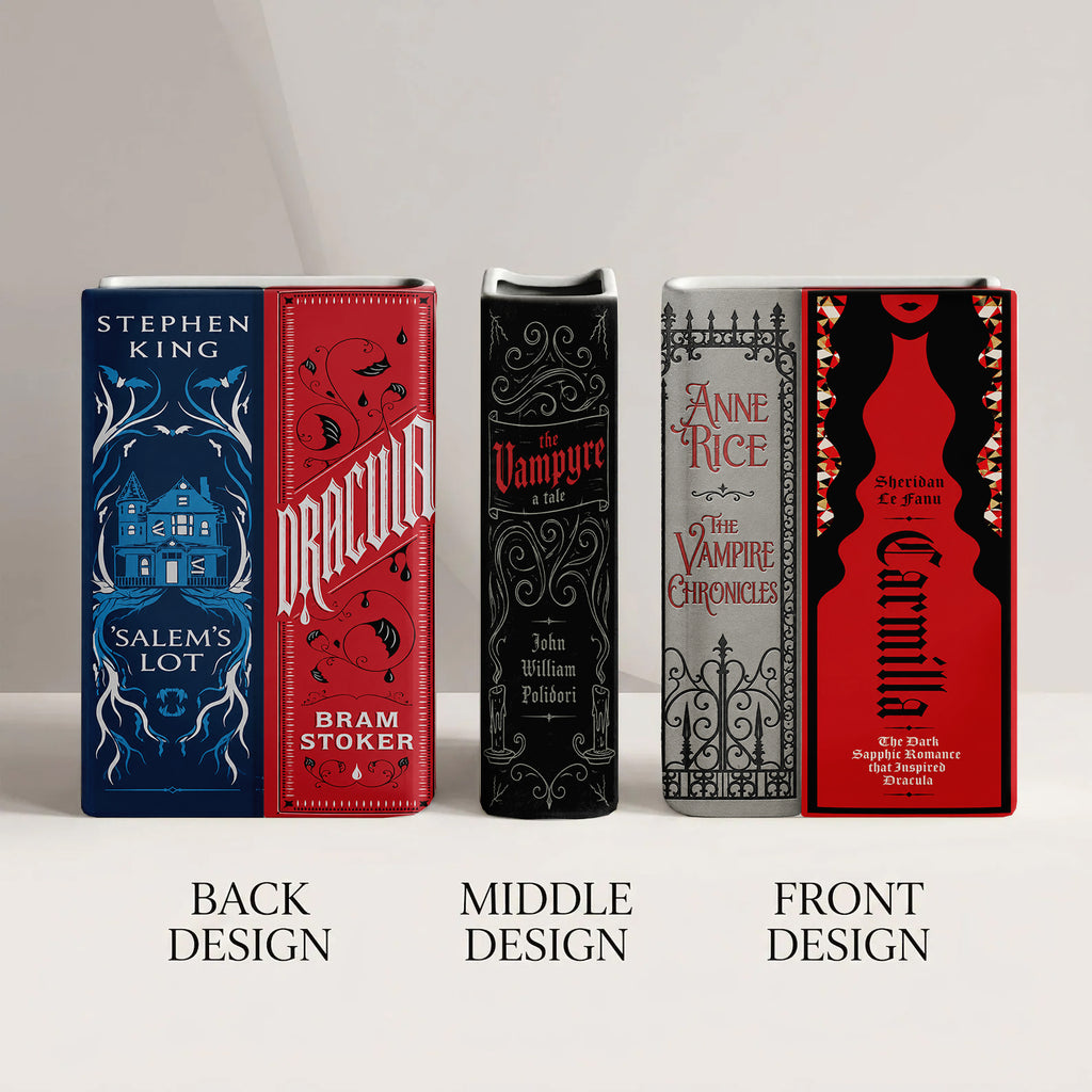 Vampire Classic Book Spines Art Ceramic Book Vase - Horror Book Spines Bookish Decor - Unique Gift for Book Lovers