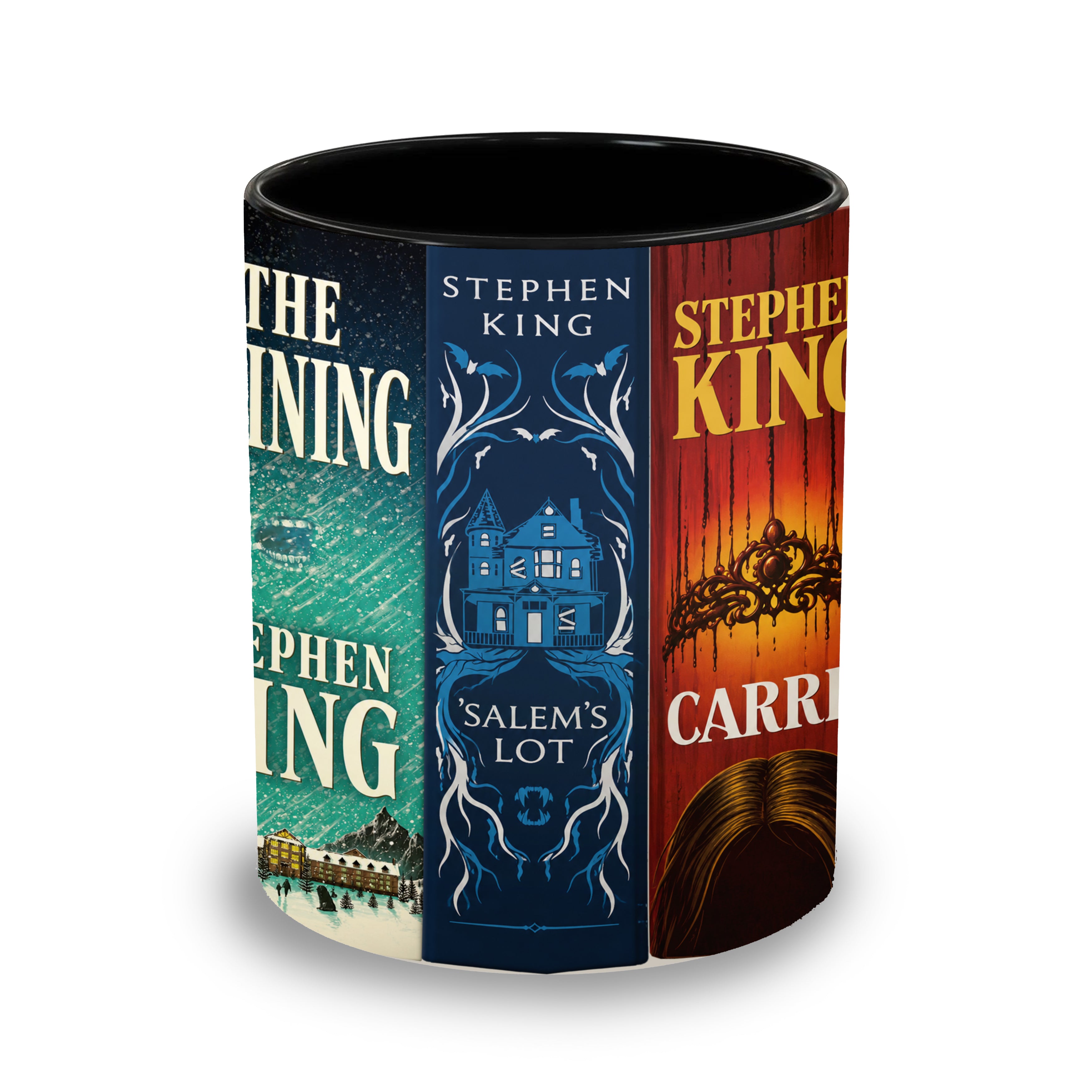 Stephen King Horror Book Spines Accent Two-tone Mug - Bookish Two-tone Mug Gift - Unique Gift for Book Lovers