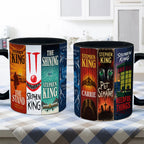 Stephen King Horror Book Spines Accent Two-tone Mug - Bookish Two-tone Mug Gift - Unique Gift for Book Lovers