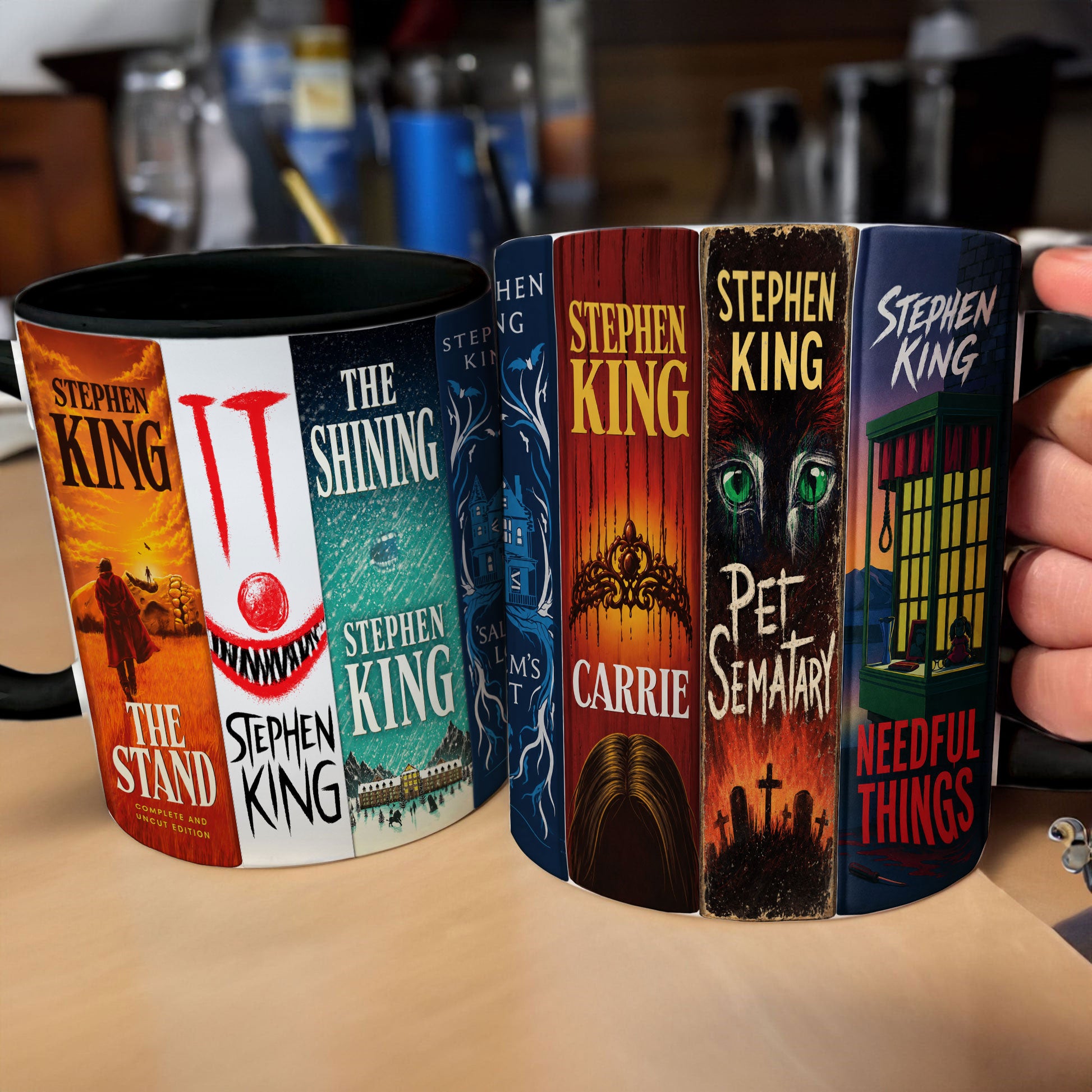 Stephen King Horror Book Spines Accent Two-tone Mug - Bookish Two-tone Mug Gift - Unique Gift for Book Lovers