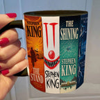 Stephen King Horror Book Spines Accent Two-tone Mug - Bookish Two-tone Mug Gift - Unique Gift for Book Lovers