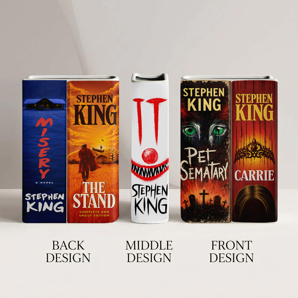 Stephen King Classic Book Spines Art Ceramic Book Vase - Horror Book Spines Bookish Decor - Unique Gift for Book Lovers