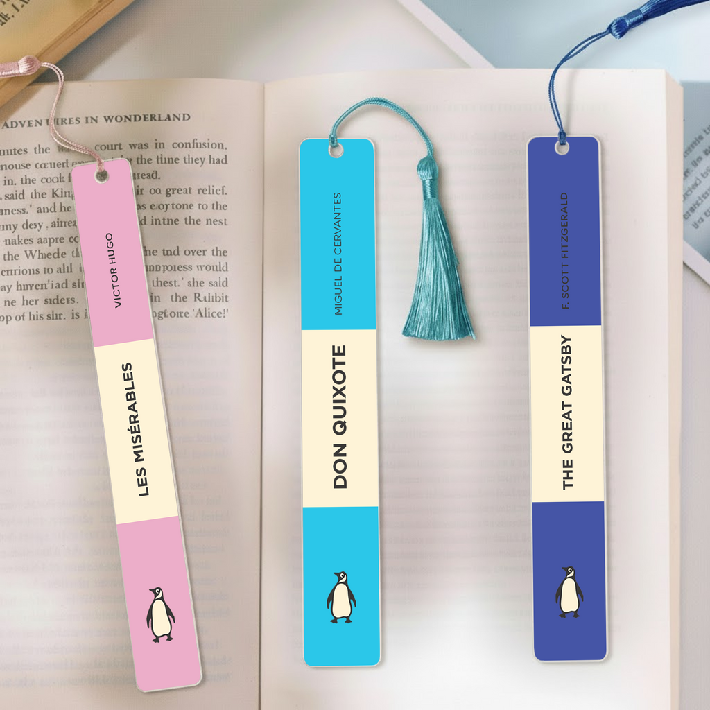 Custom Spine Penguin Book Bookmark For Book Lovers - Custom Acrylic Bookmark With Tassel