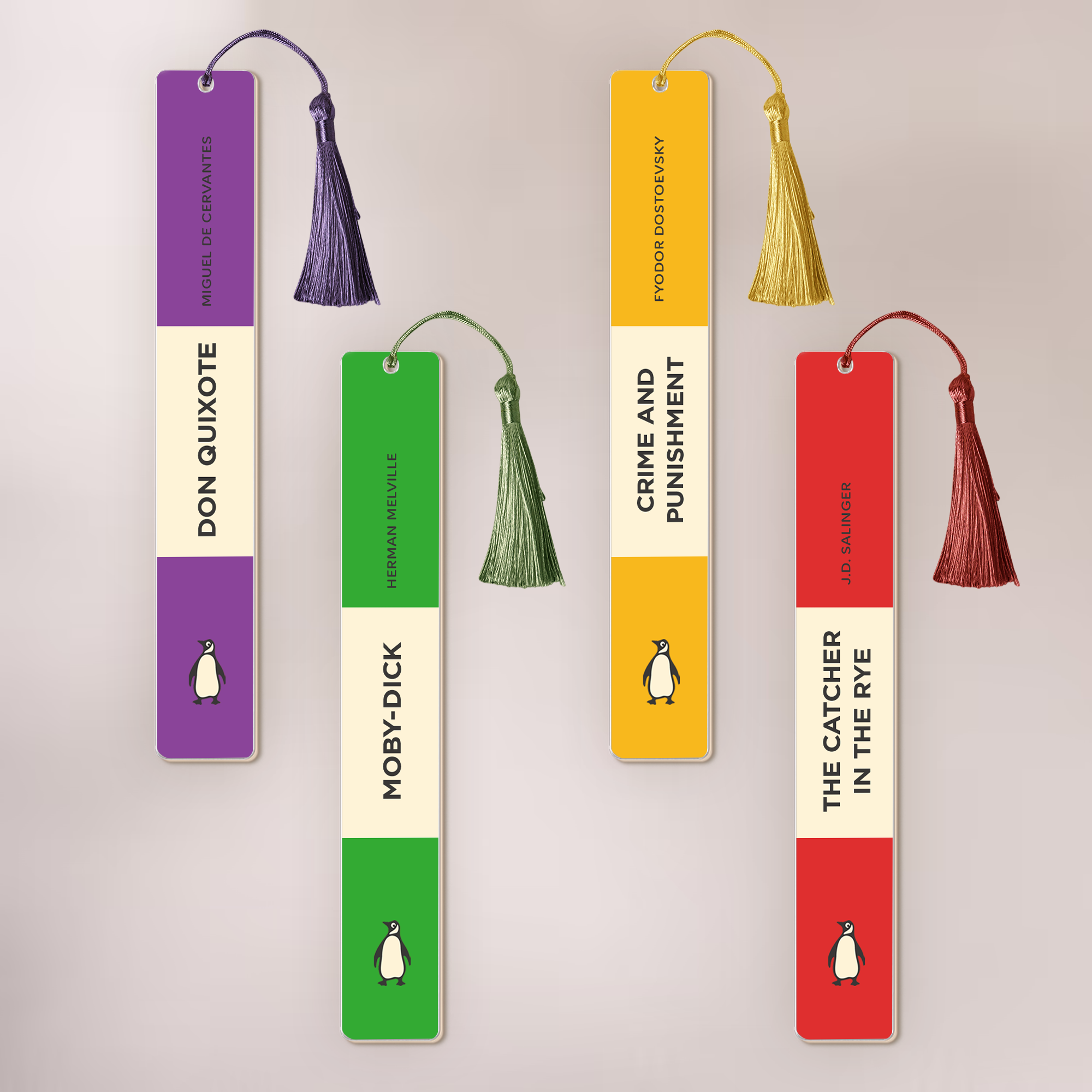 Custom Spine Penguin Book Bookmark For Book Lovers - Custom Acrylic Bookmark With Tassel